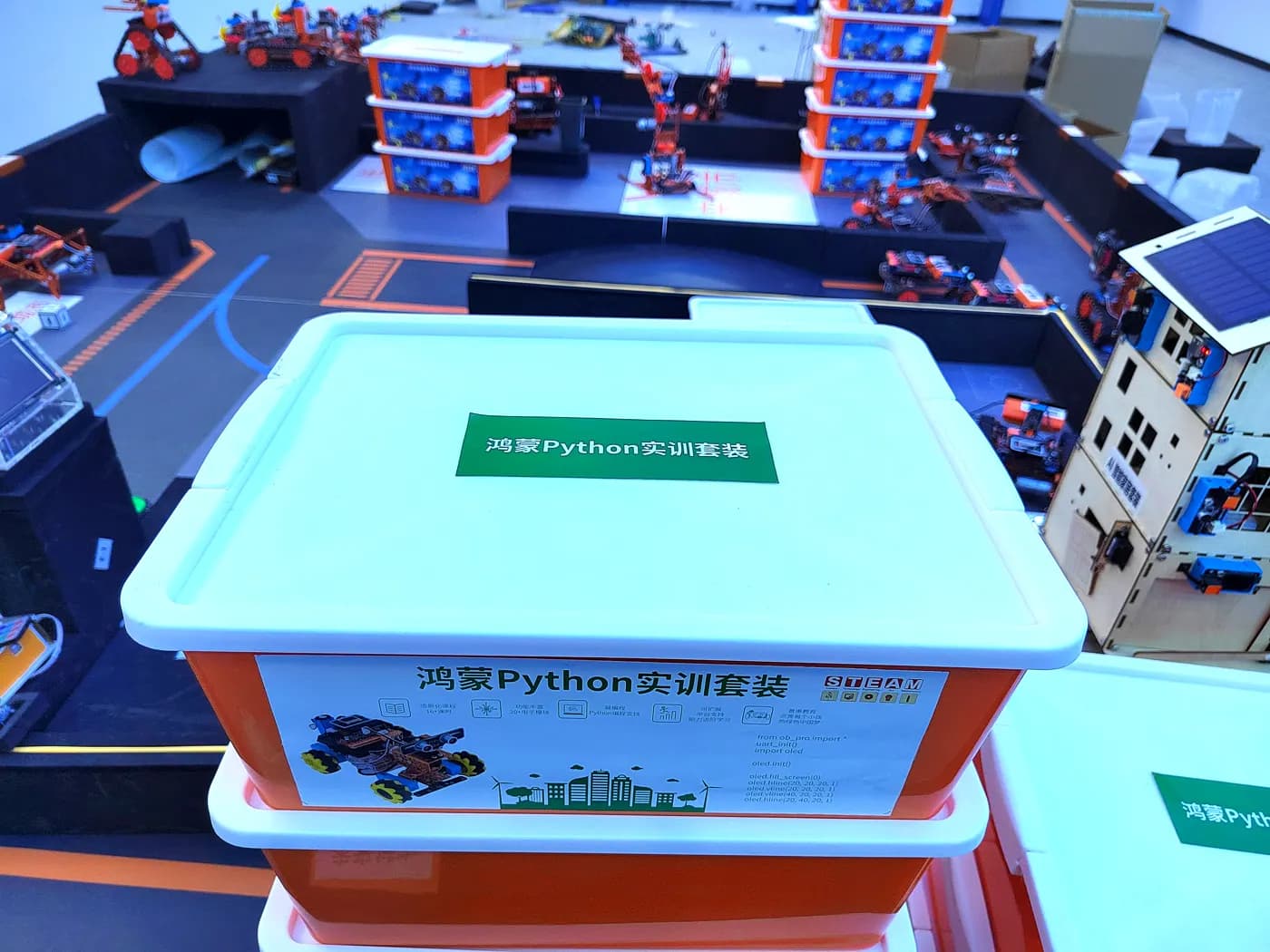 Robotics classroom training track with classroom equipment