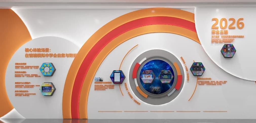 Corridoio tecnologico e parete espositiva interattiva 7