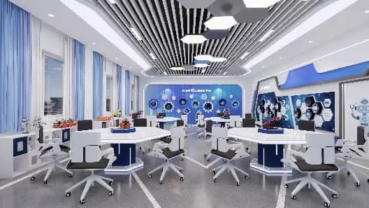 Aula AI/STEAM blu e bianca